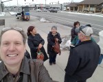 All of us waiting for the bus to Wendover in Salt Lake City.