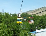 Riding the sky ride at Lagoon Water Park in Salt Lake City.